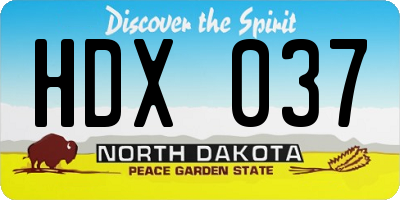 ND license plate HDX037