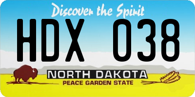 ND license plate HDX038