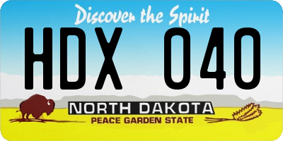 ND license plate HDX040