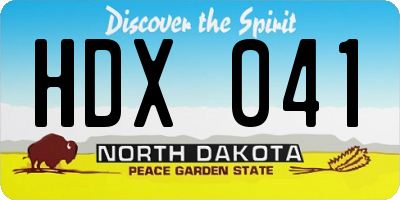 ND license plate HDX041