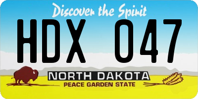 ND license plate HDX047