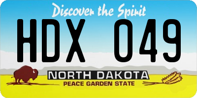ND license plate HDX049
