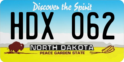 ND license plate HDX062