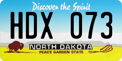 ND license plate HDX073