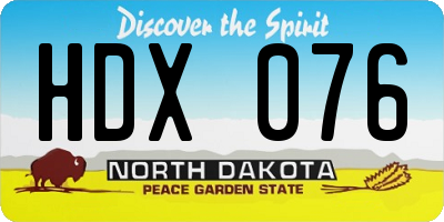 ND license plate HDX076