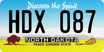 ND license plate HDX087
