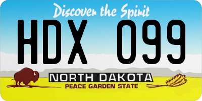 ND license plate HDX099