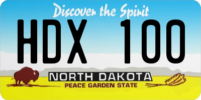 ND license plate HDX100