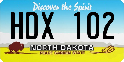 ND license plate HDX102