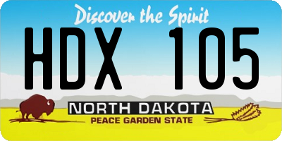 ND license plate HDX105
