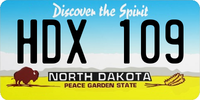 ND license plate HDX109