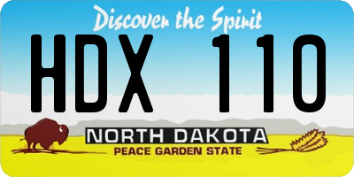 ND license plate HDX110