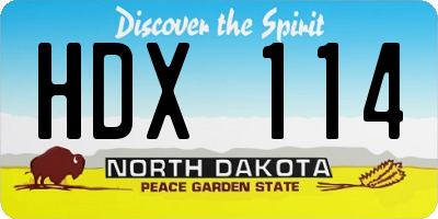 ND license plate HDX114