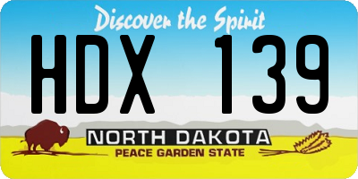 ND license plate HDX139