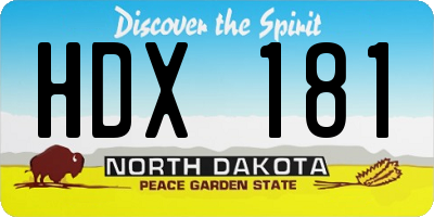 ND license plate HDX181