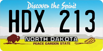 ND license plate HDX213