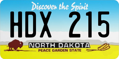 ND license plate HDX215