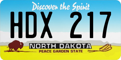 ND license plate HDX217
