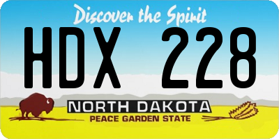 ND license plate HDX228