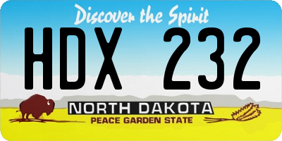 ND license plate HDX232