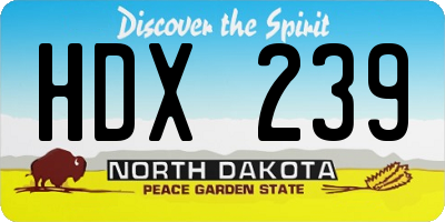 ND license plate HDX239