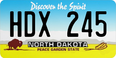 ND license plate HDX245
