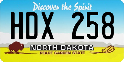 ND license plate HDX258