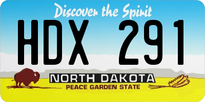 ND license plate HDX291