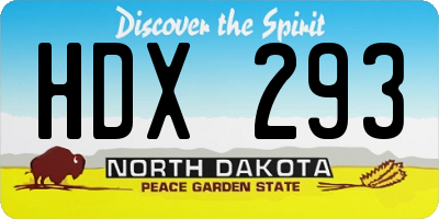 ND license plate HDX293