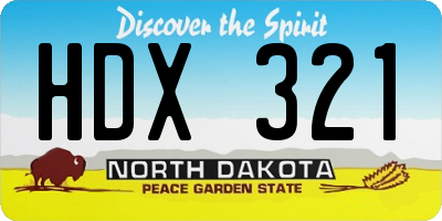 ND license plate HDX321