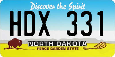 ND license plate HDX331