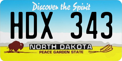 ND license plate HDX343
