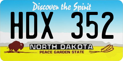 ND license plate HDX352