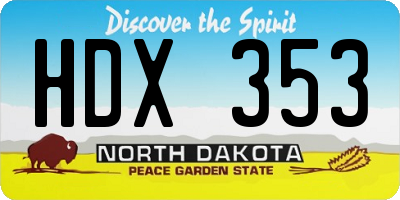 ND license plate HDX353
