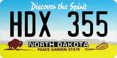 ND license plate HDX355
