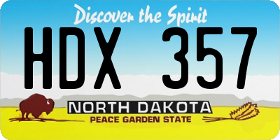 ND license plate HDX357