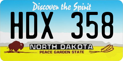 ND license plate HDX358