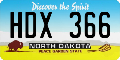 ND license plate HDX366