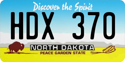 ND license plate HDX370
