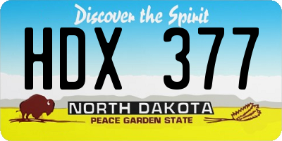 ND license plate HDX377