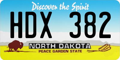 ND license plate HDX382