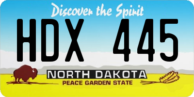 ND license plate HDX445