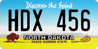 ND license plate HDX456
