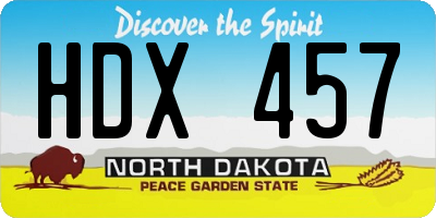 ND license plate HDX457