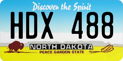 ND license plate HDX488