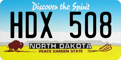 ND license plate HDX508