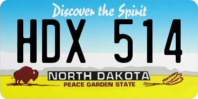 ND license plate HDX514