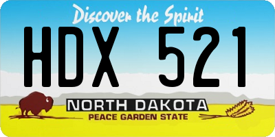 ND license plate HDX521