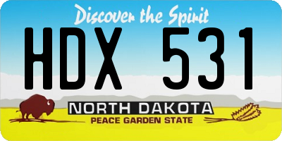 ND license plate HDX531