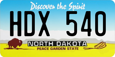 ND license plate HDX540